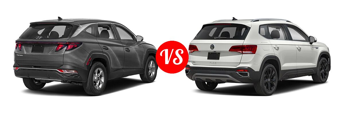 2022 Hyundai Tucson SUV N Line / SE / XRT vs. 2022 Volkswagen Taos SUV SEL - Rear Right Comparison