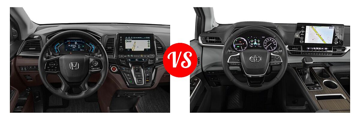 2022 Honda Odyssey Minivan Elite vs. 2022 Toyota Sienna Minivan Hybrid Limited - Dashboard Comparison