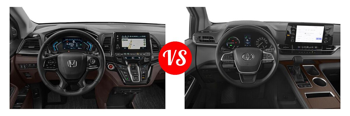 2022 Honda Odyssey Minivan Elite vs. 2022 Toyota Sienna Minivan Hybrid LE - Dashboard Comparison