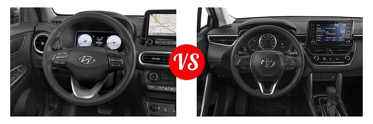 2022 Hyundai Kona SUV Limited vs. 2022 Toyota Corolla Cross SUV LE - Dashboard Comparison