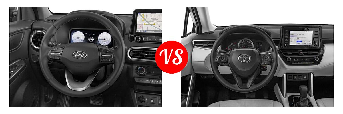 2022 Hyundai Kona SUV Limited vs. 2022 Toyota Corolla Cross SUV L / XLE - Dashboard Comparison