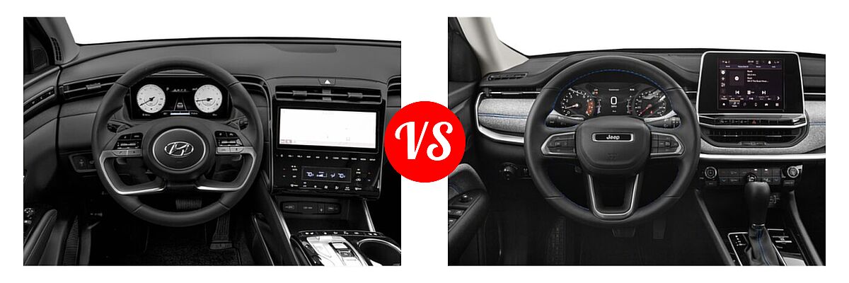 2022 Hyundai Tucson SUV Limited vs. 2022 Jeep Compass SUV (RED) Edition / High Altitude / Latitude / Latitude Lux / Limited / Sport / Trailhawk - Dashboard Comparison