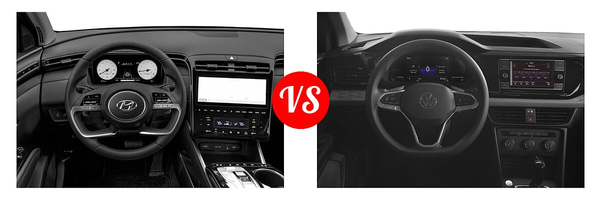 2022 Hyundai Tucson SUV Limited vs. 2022 Volkswagen Taos SUV S - Dashboard Comparison