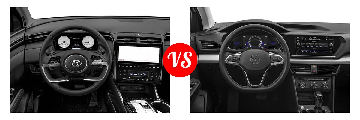 2022 Hyundai Tucson SUV Limited vs. 2022 Volkswagen Taos SUV SE - Dashboard Comparison