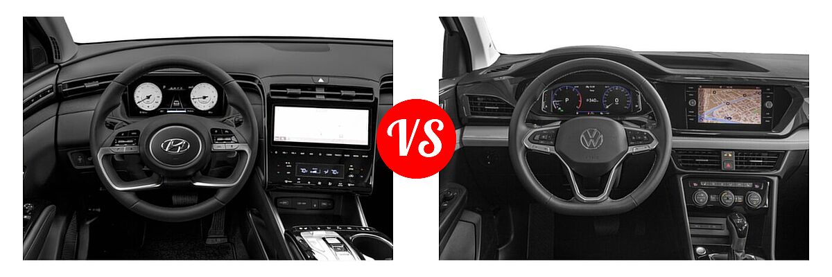 2022 Hyundai Tucson SUV Limited vs. 2022 Volkswagen Taos SUV SEL - Dashboard Comparison