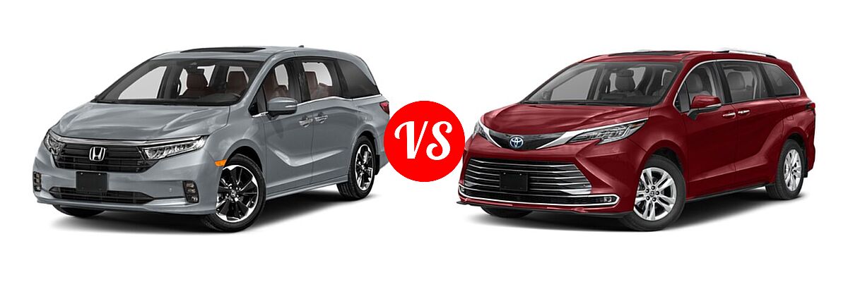 2022 Honda Odyssey Minivan Elite vs. 2022 Toyota Sienna Minivan Hybrid Limited - Front Left Comparison