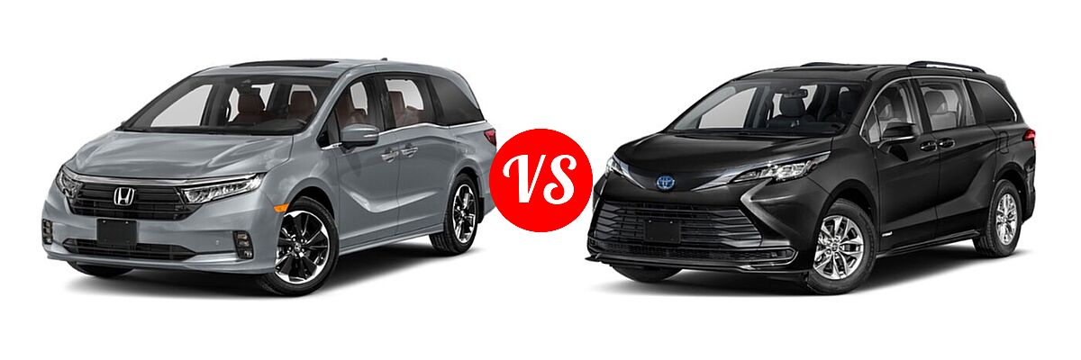 2022 Honda Odyssey Minivan Elite vs. 2022 Toyota Sienna Minivan Hybrid LE - Front Left Comparison