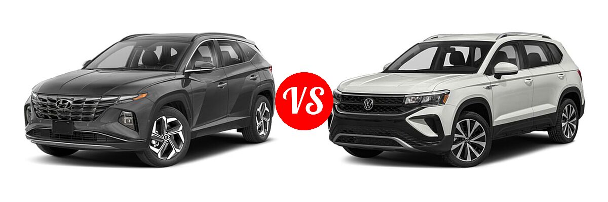 2022 Hyundai Tucson SUV Limited vs. 2022 Volkswagen Taos SUV SE - Front Left Comparison