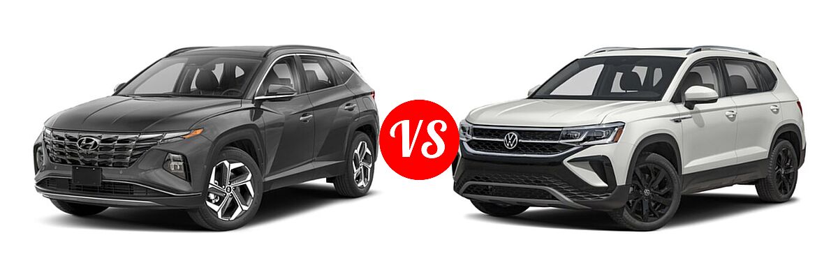 2022 Hyundai Tucson SUV Limited vs. 2022 Volkswagen Taos SUV SEL - Front Left Comparison