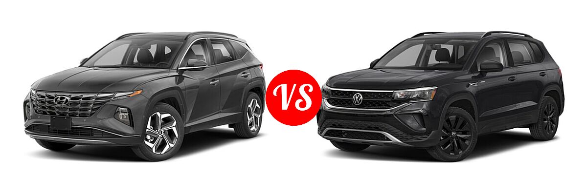 2022 Hyundai Tucson SUV Limited vs. 2022 Volkswagen Taos SUV S - Front Left Comparison