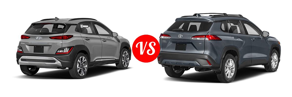 2022 Hyundai Kona SUV Limited vs. 2022 Toyota Corolla Cross SUV LE - Rear Right Comparison