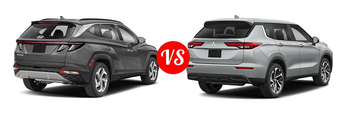 2022 Hyundai Tucson SUV Limited vs. 2022 Mitsubishi Outlander SUV ES / SE / SE Launch Edition - Rear Right Comparison