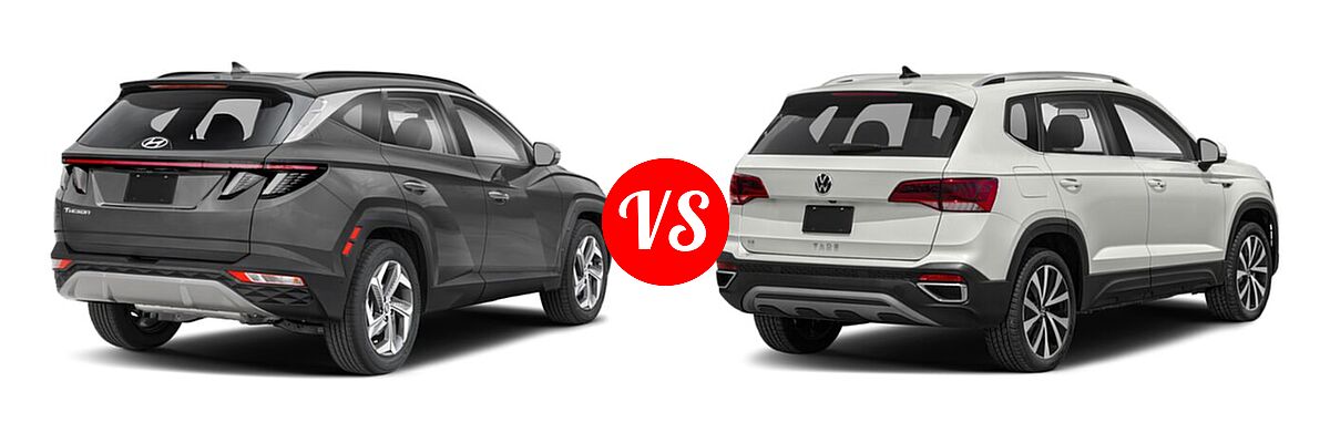 2022 Hyundai Tucson SUV Limited vs. 2022 Volkswagen Taos SUV SE - Rear Right Comparison
