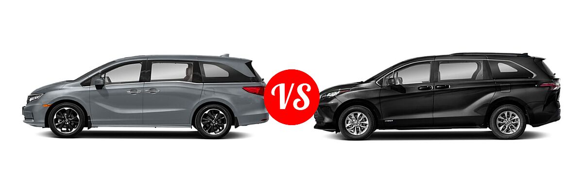 2022 Honda Odyssey Minivan Elite vs. 2022 Toyota Sienna Minivan Hybrid LE - Side Comparison