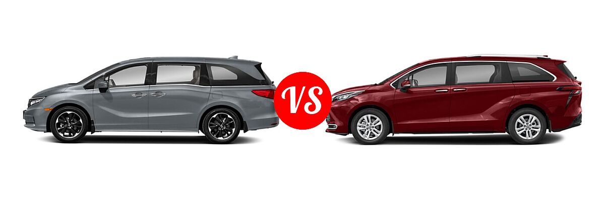 2022 Honda Odyssey Minivan Elite vs. 2022 Toyota Sienna Minivan Hybrid Limited - Side Comparison