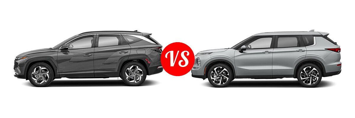 2022 Hyundai Tucson SUV Limited vs. 2022 Mitsubishi Outlander SUV ES / SE / SE Launch Edition - Side Comparison