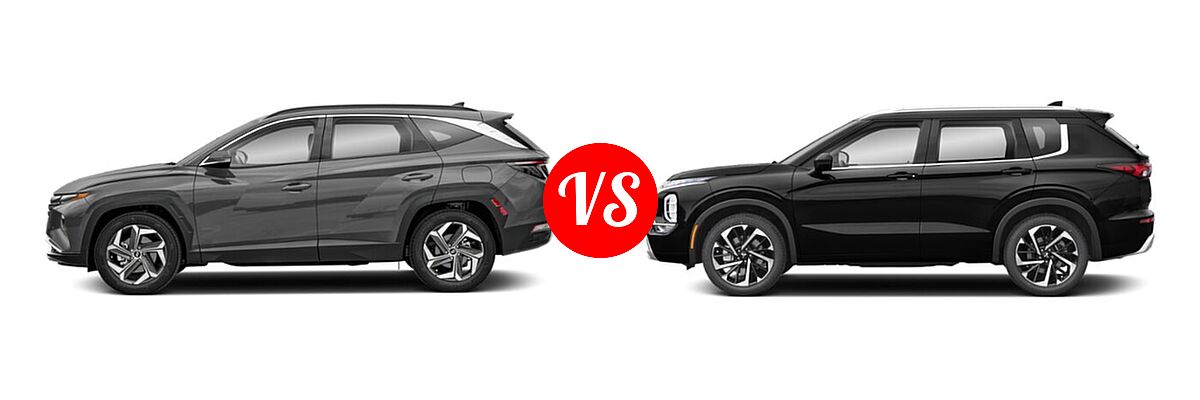 2022 Hyundai Tucson SUV Limited vs. 2022 Mitsubishi Outlander SUV SEL / SEL Launch Edition - Side Comparison