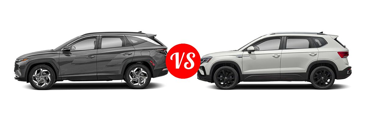 2022 Hyundai Tucson SUV Limited vs. 2022 Volkswagen Taos SUV SEL - Side Comparison
