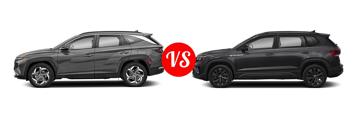 2022 Hyundai Tucson SUV Limited vs. 2022 Volkswagen Taos SUV S - Side Comparison