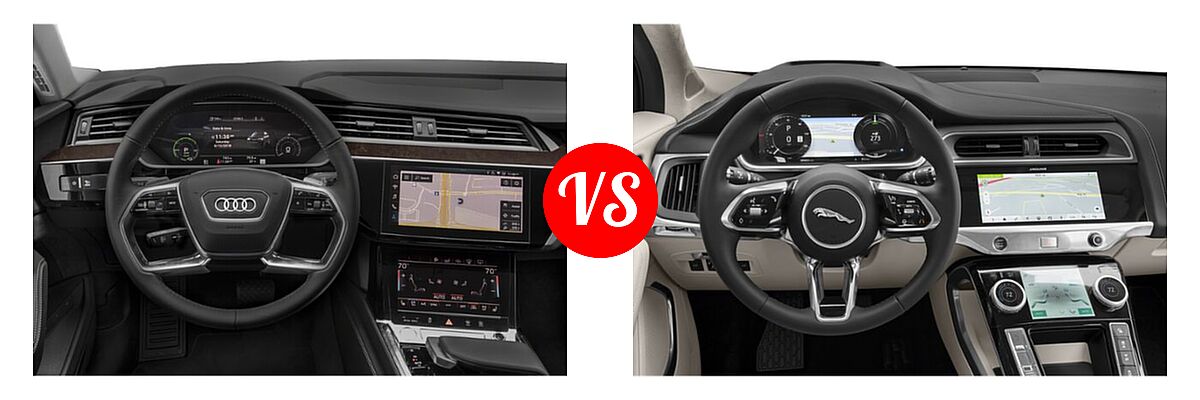 2022 Audi e-tron Sportback SUV Electric S line Prestige vs. 2019 Jaguar I-PACE SUV Electric First Edition / HSE / S / SE - Dashboard Comparison