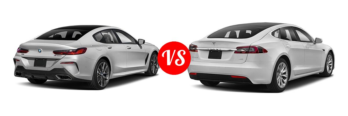 2022 BMW 8 Series M850i Sedan M850i vs. 2018 Tesla Model S Sedan 100D / 75D / P100D - Rear Right Comparison