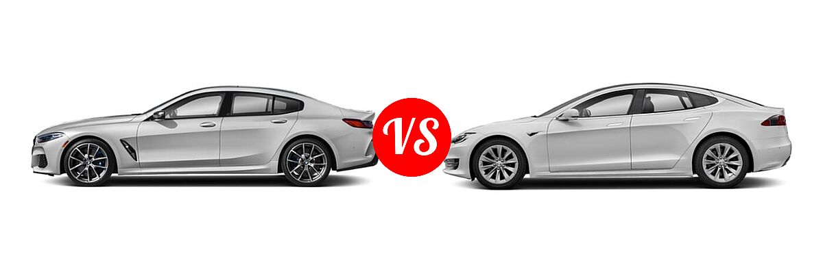 2022 BMW 8 Series M850i Sedan M850i vs. 2018 Tesla Model S Sedan 100D / 75D / P100D - Side Comparison