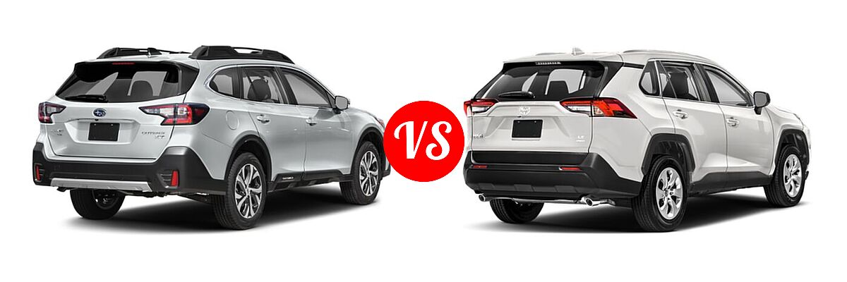 2022 Subaru Outback SUV Limited vs. 2022 Toyota RAV4 SUV LE - Rear Right Comparison