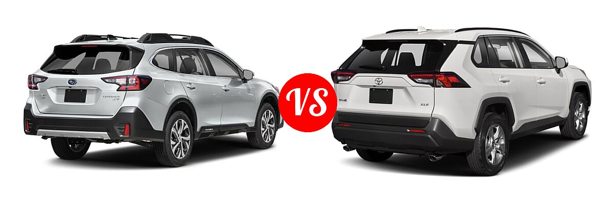 2022 Subaru Outback SUV Limited vs. 2022 Toyota RAV4 SUV XLE / XLE Premium - Rear Right Comparison