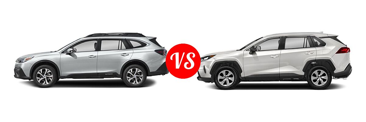 2022 Subaru Outback SUV Limited vs. 2022 Toyota RAV4 SUV LE - Side Comparison