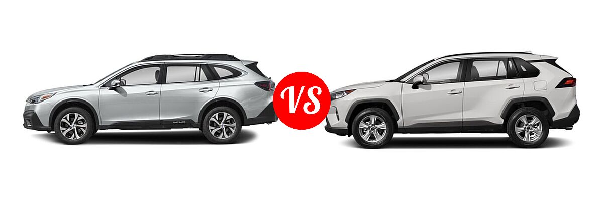 2022 Subaru Outback SUV Limited vs. 2022 Toyota RAV4 SUV XLE / XLE Premium - Side Comparison
