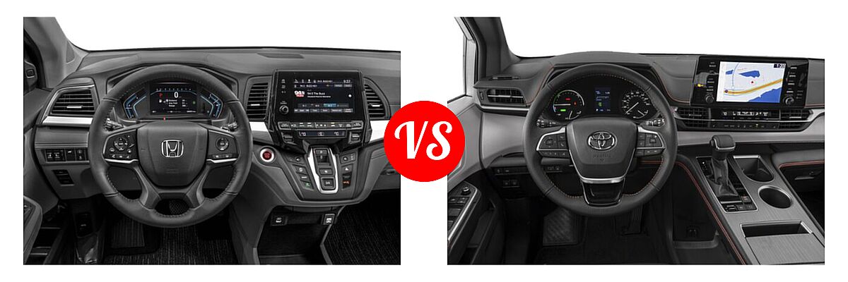2022 Honda Odyssey Minivan EX-L vs. 2022 Toyota Sienna Minivan Hybrid XSE - Dashboard Comparison