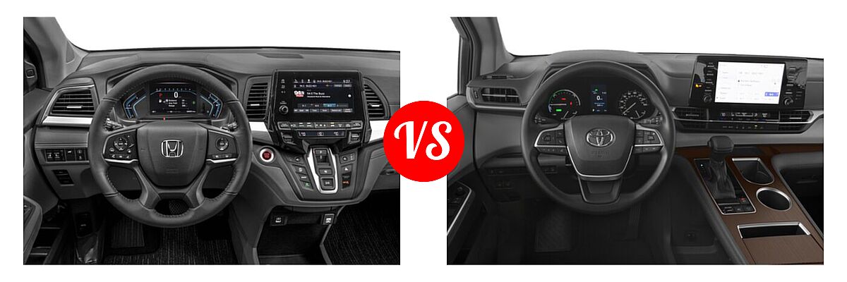 2022 Honda Odyssey Minivan EX-L vs. 2022 Toyota Sienna Minivan Hybrid LE - Dashboard Comparison