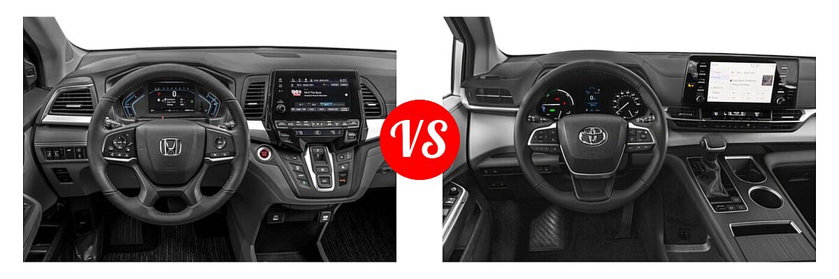 2022 Honda Odyssey Minivan EX-L vs. 2022 Toyota Sienna Minivan Hybrid XLE - Dashboard Comparison