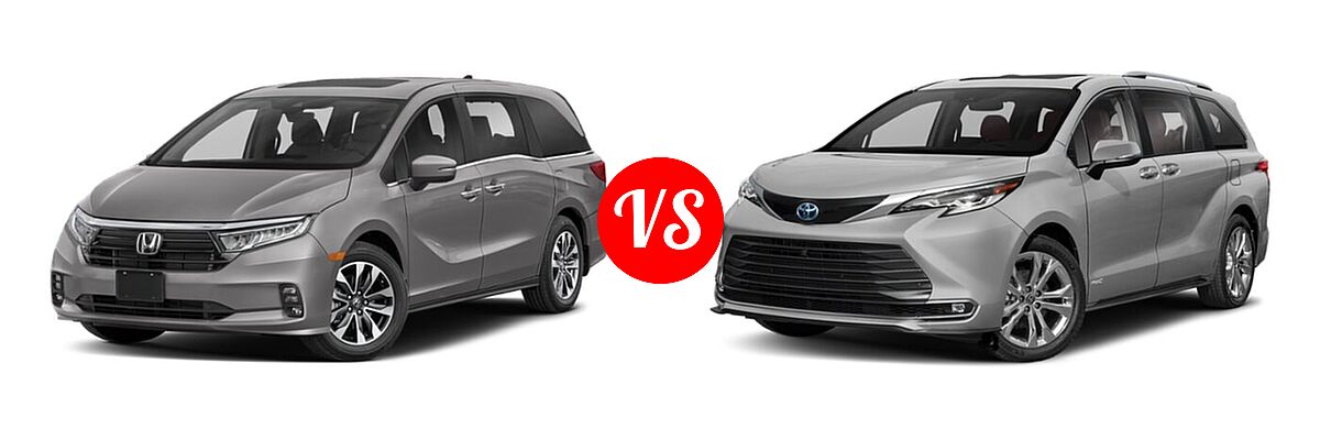 2022 Honda Odyssey Minivan EX-L vs. 2022 Toyota Sienna Minivan Hybrid Platinum - Front Left Comparison