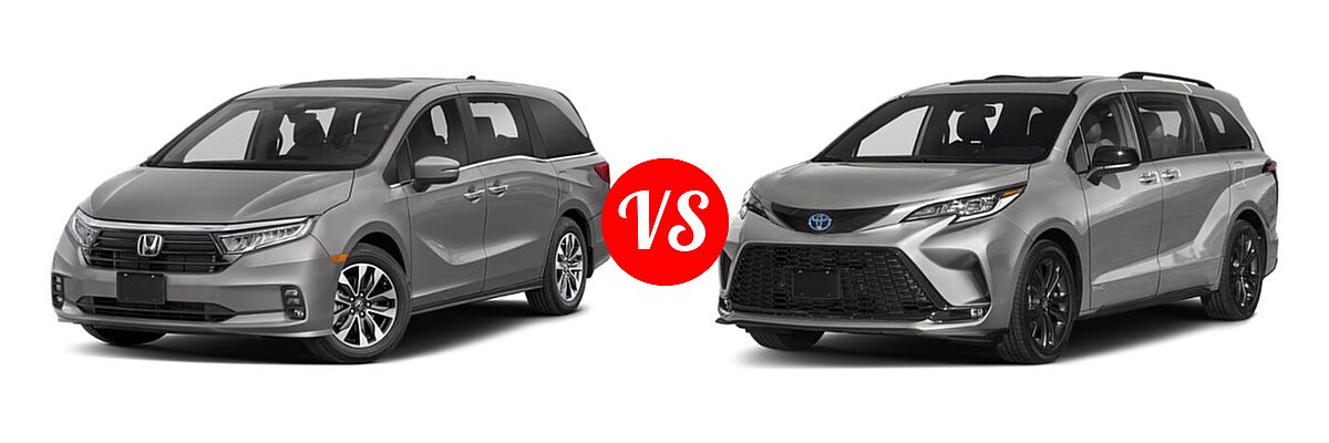 2022 Honda Odyssey Minivan EX-L vs. 2022 Toyota Sienna Minivan Hybrid XSE - Front Left Comparison