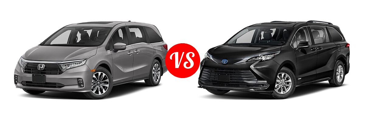2022 Honda Odyssey Minivan EX-L vs. 2022 Toyota Sienna Minivan Hybrid LE - Front Left Comparison