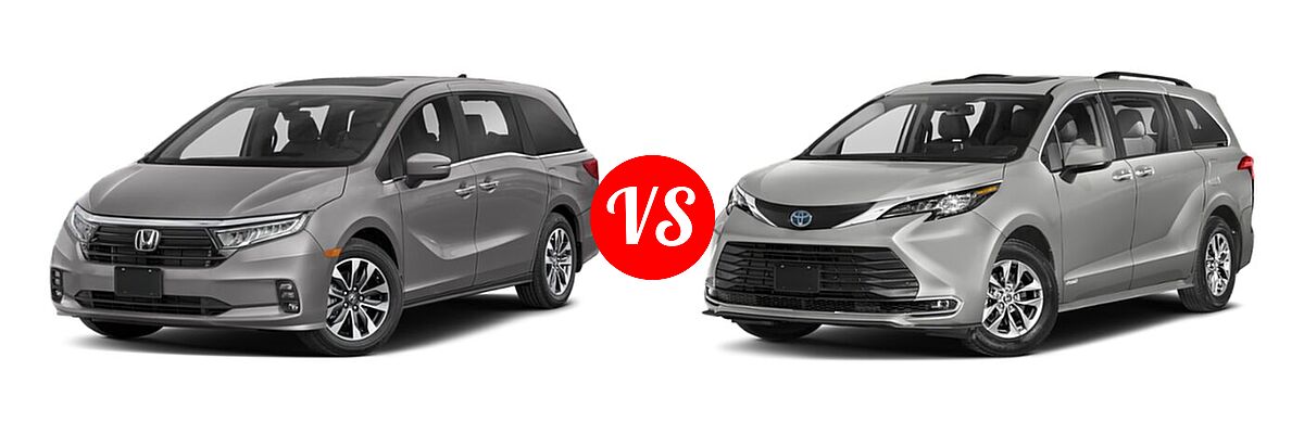2022 Honda Odyssey Minivan EX-L vs. 2022 Toyota Sienna Minivan Hybrid XLE - Front Left Comparison