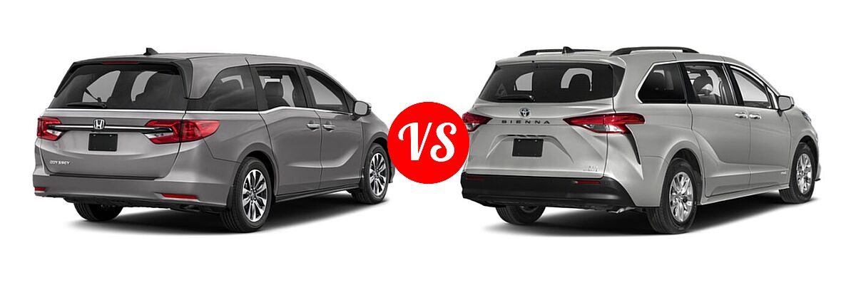 2022 Honda Odyssey Minivan EX-L vs. 2022 Toyota Sienna Minivan Hybrid XLE - Rear Right Comparison