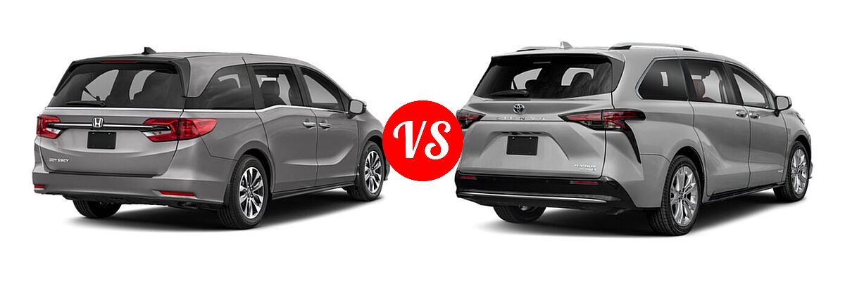 2022 Honda Odyssey Minivan EX-L vs. 2022 Toyota Sienna Minivan Hybrid Platinum - Rear Right Comparison