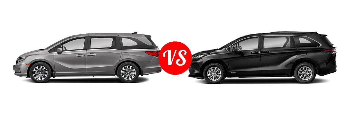 2022 Honda Odyssey Minivan EX-L vs. 2022 Toyota Sienna Minivan Hybrid LE - Side Comparison