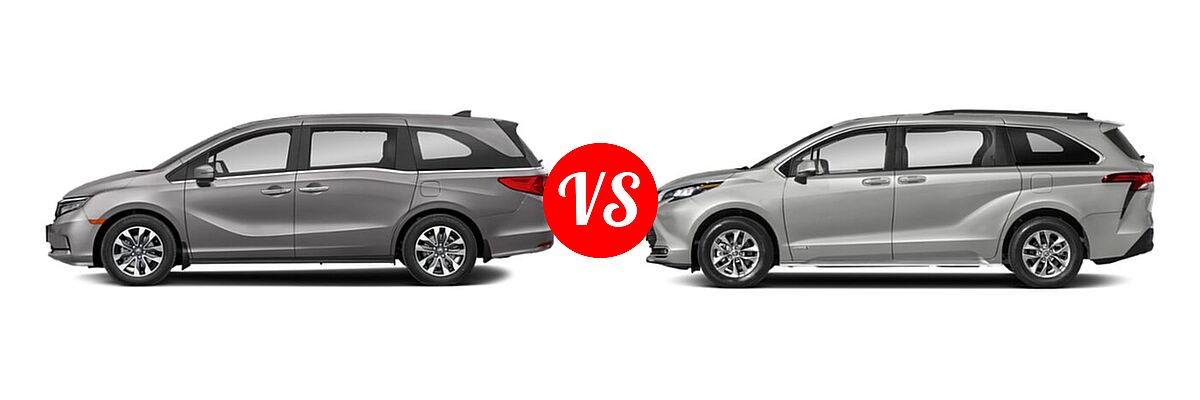2022 Honda Odyssey Minivan EX-L vs. 2022 Toyota Sienna Minivan Hybrid XLE - Side Comparison