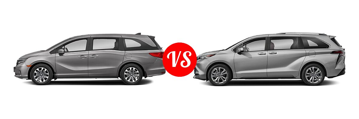2022 Honda Odyssey Minivan EX-L vs. 2022 Toyota Sienna Minivan Hybrid Platinum - Side Comparison
