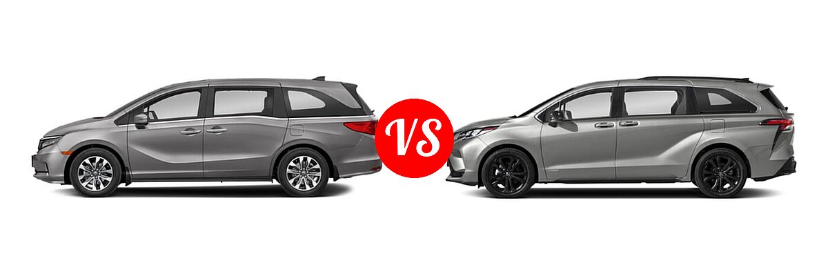 2022 Honda Odyssey Minivan EX-L vs. 2022 Toyota Sienna Minivan Hybrid XSE - Side Comparison