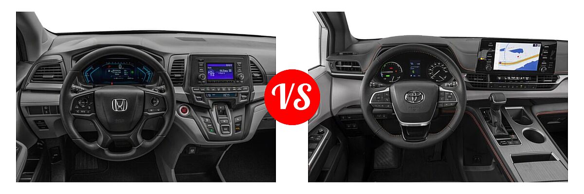 2022 Honda Odyssey Minivan LX vs. 2022 Toyota Sienna Minivan Hybrid XSE - Dashboard Comparison