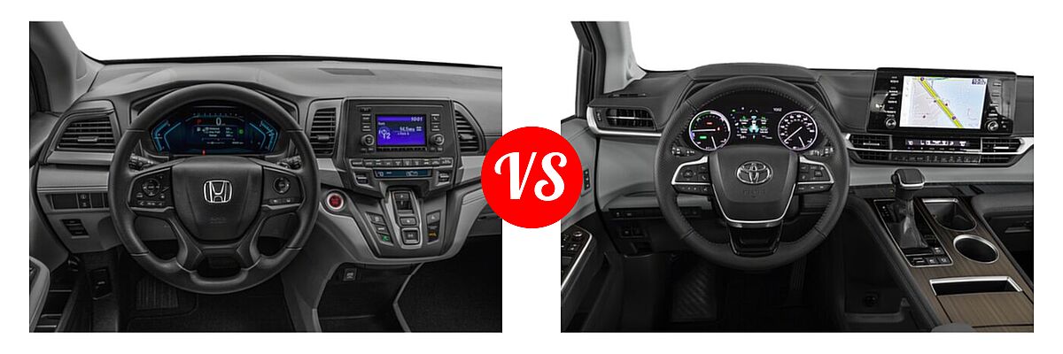 2022 Honda Odyssey Minivan LX vs. 2022 Toyota Sienna Minivan Hybrid Limited - Dashboard Comparison