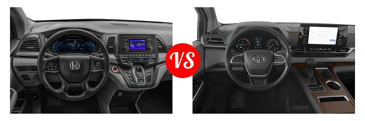 2022 Honda Odyssey Minivan LX vs. 2022 Toyota Sienna Minivan Hybrid LE - Dashboard Comparison