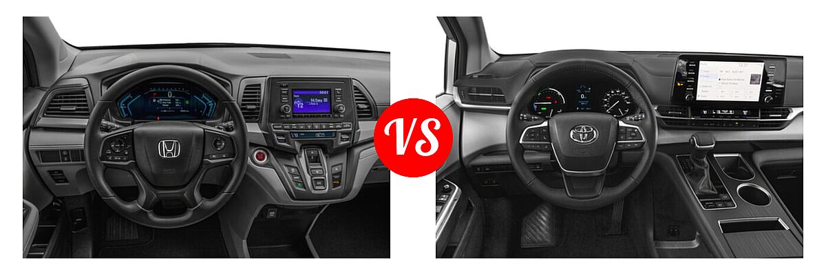 2022 Honda Odyssey Minivan LX vs. 2022 Toyota Sienna Minivan Hybrid XLE Woodland Edition - Dashboard Comparison