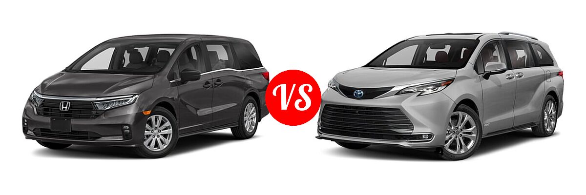 2022 Honda Odyssey Minivan LX vs. 2022 Toyota Sienna Minivan Hybrid Platinum - Front Left Comparison