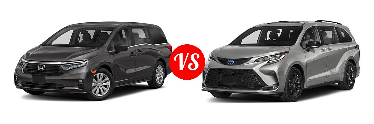 2022 Honda Odyssey Minivan LX vs. 2022 Toyota Sienna Minivan Hybrid XSE - Front Left Comparison