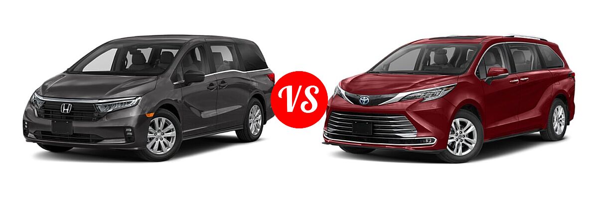 2022 Honda Odyssey Minivan LX vs. 2022 Toyota Sienna Minivan Hybrid Limited - Front Left Comparison